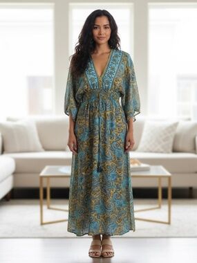 White Waves Bohemian Maxi Dress